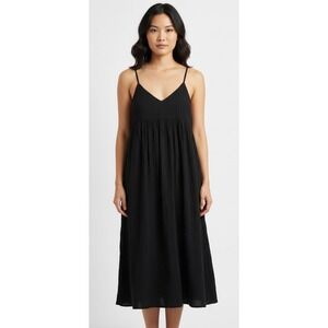 A New Day Black Textured Smocked Midi Dress Women's Size M
